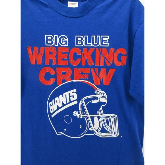 VINTAGE New York Giants Shirt Large Big Blue Wrecking Crew 80s 90s - Picture 2 of 9